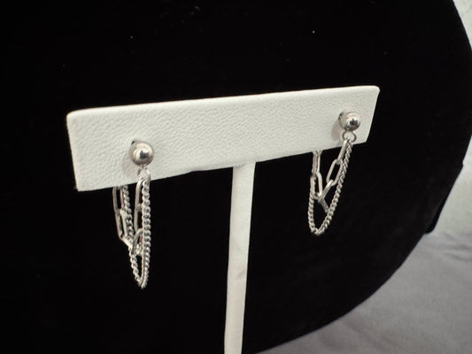 Dual Chain Silver Studs