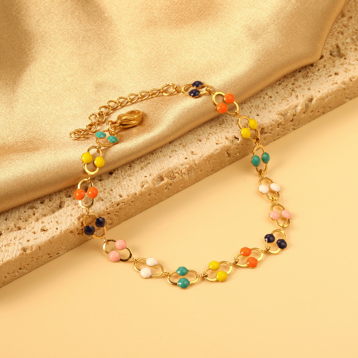 Vibrance Beaded Gold Chain Bracelet