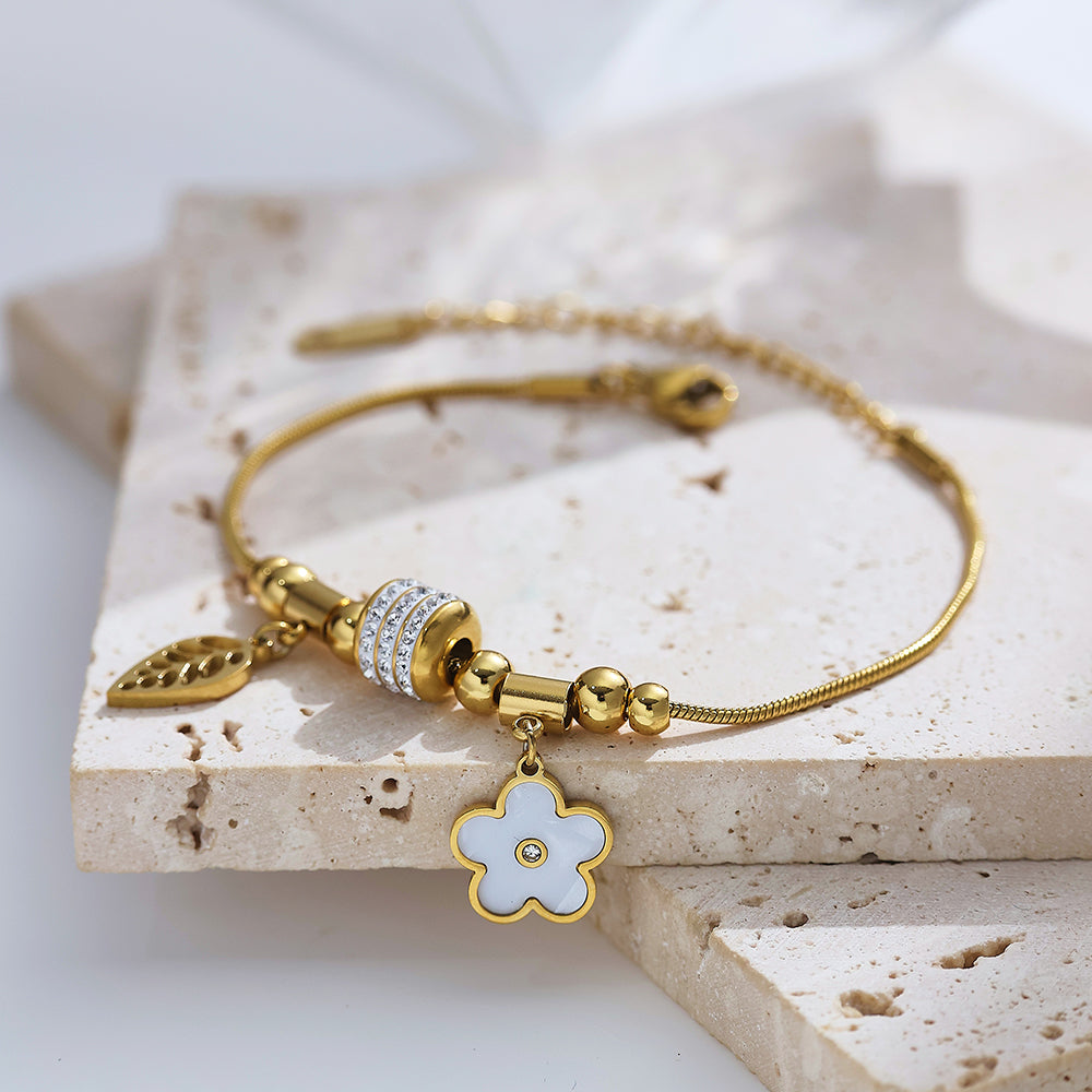 Bloom & Leaf Charm Bracelet