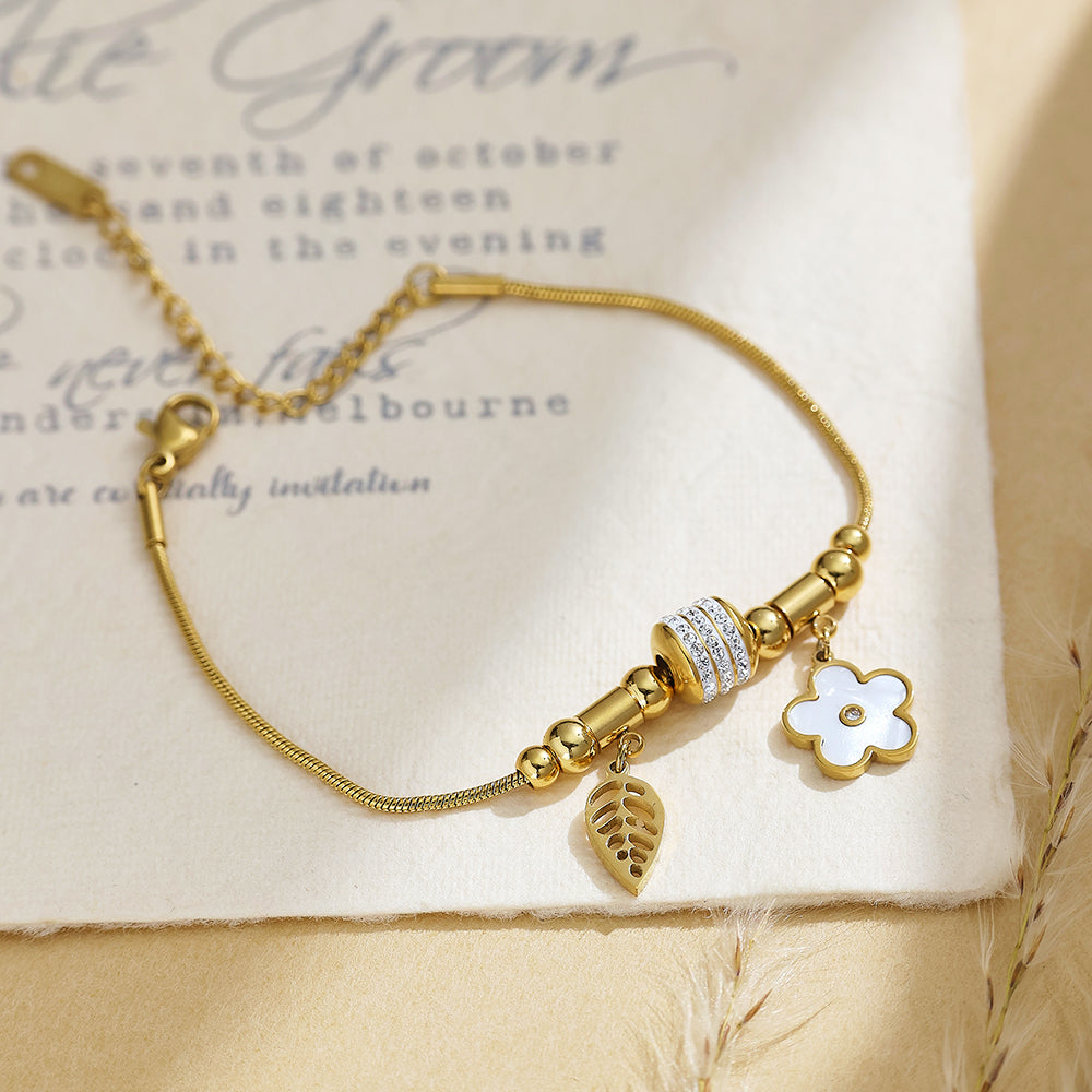 Bloom & Leaf Charm Bracelet