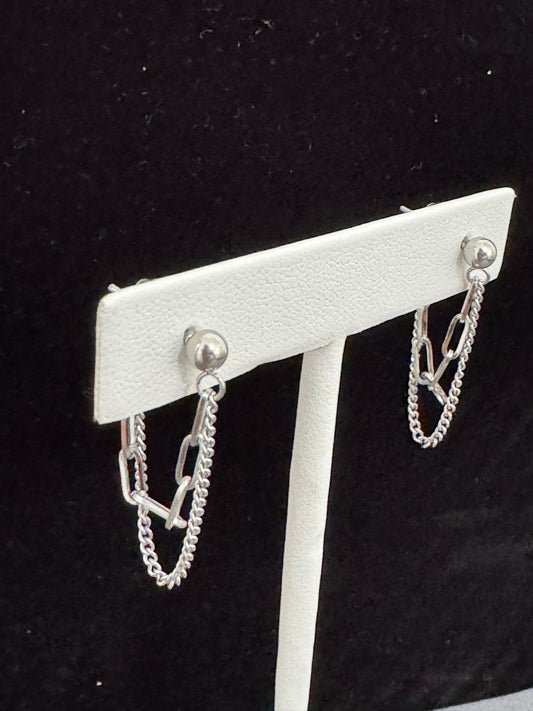 Dual Chain Silver Studs