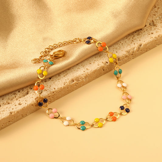 Vibrance Beaded Gold Chain Bracelet