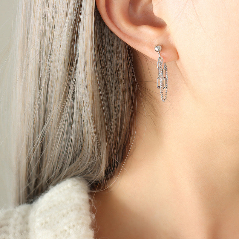 Dual Chain Silver Studs